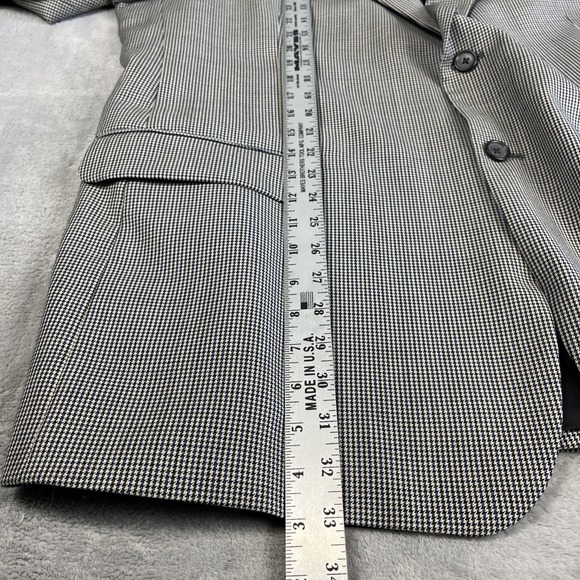 Stafford Houndstooth Check Blazer Mens 48R 2-Button Sport Coat Green Blue Jacket - Picture 10 of 10